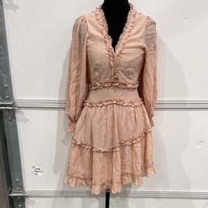 Hello Molly Blush Ruffled Long Sleeve Dress